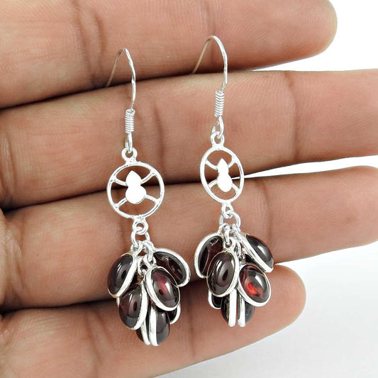 Engaging Garnet Gemstone Sterling Silver Earrings 925 Sterling Silver Jewellery