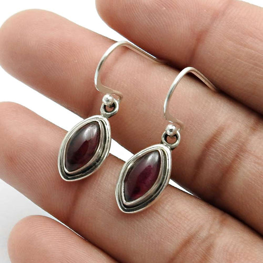 Natural Garnet Gemstone Earrings 925 Sterling Silver Jewelry Z22