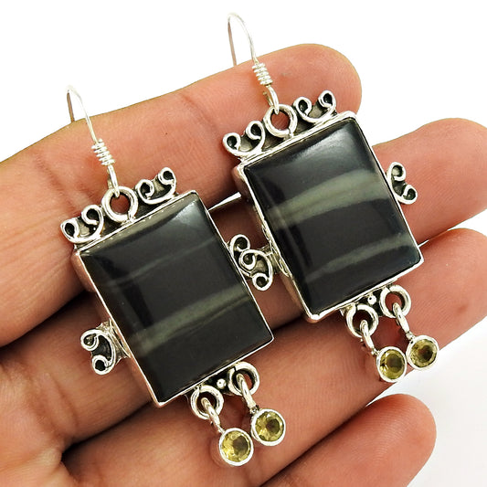 Natural Outback Jasper Gemstone 925 Sterling Silver Earrings Christmas Gift A6