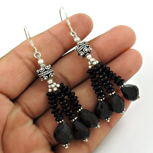 Natural Onyx Gemstone Earrings 925 Sterling Silver Christmas Gift F6