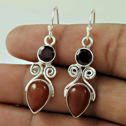 Pretty Carnelian Garnet Gemstone Sterling Silver Earrings Jewellery Supplier