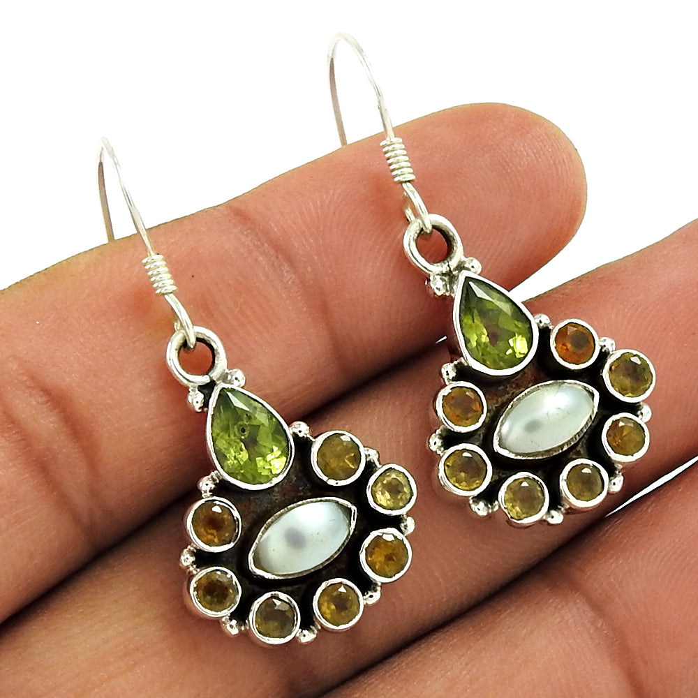 Natural Citrine Gemstone 925 Silver Vintage Christmas Gift Earrings For Girls E6
