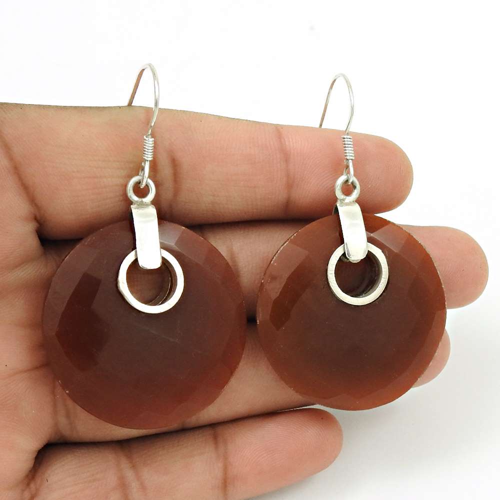 Woman Gift Natural Onyx Gemstone 925 Sterling Silver Earrings W5