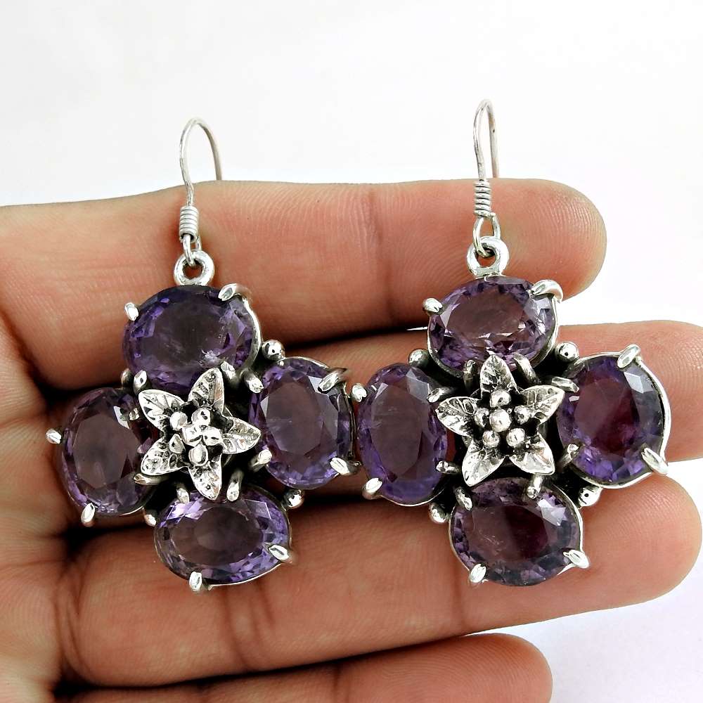 Summer Stock 925 Sterling Silver Amethyst Earrings Wholesaler