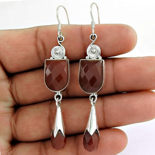 Very Delicate 925 Sterling Silver Carnelian Earrings Wholesaler India