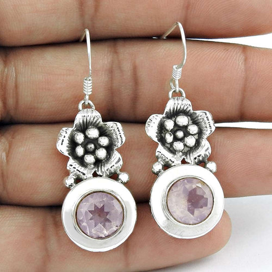 Beautiful Design 925 Sterling Silver Rose Quartz Earrings Wholesaling
