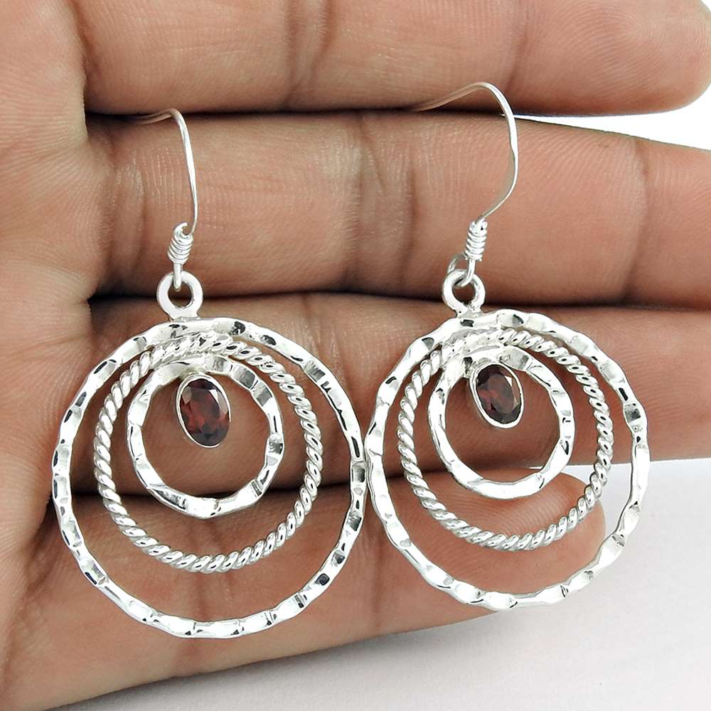 Mystic Princess 925 Sterling Silver Garnet Earrings De gros