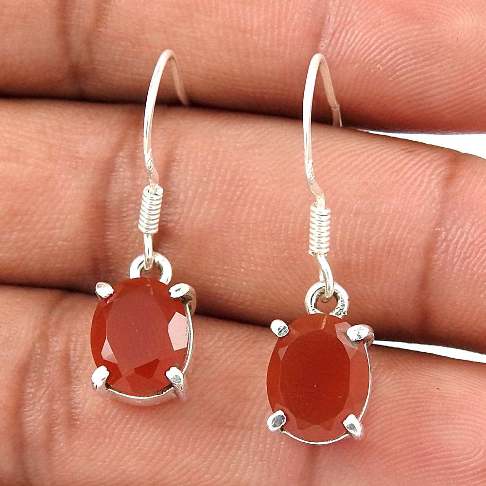 Passionate Love Coral Gemstone Sterling Silver Earrings Jewellery Fabricant