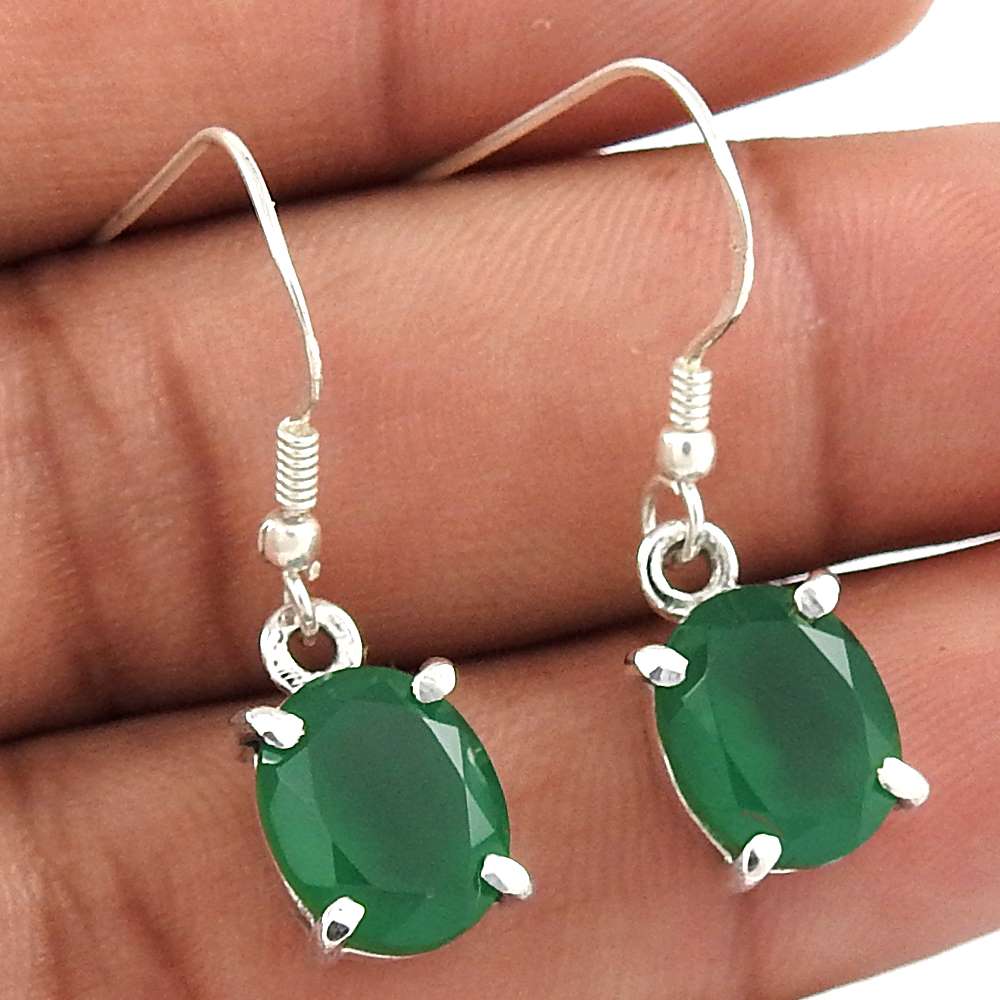 Birthday Gift For Her Natural Onyx Dangle Ethnic Earrings 925 Silver Z46