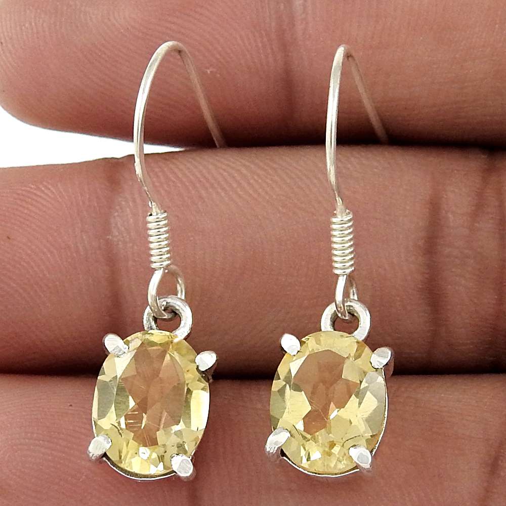 Rava Work Citrine Gemstone Sterling Silver Earrings Jewellery Mayorista