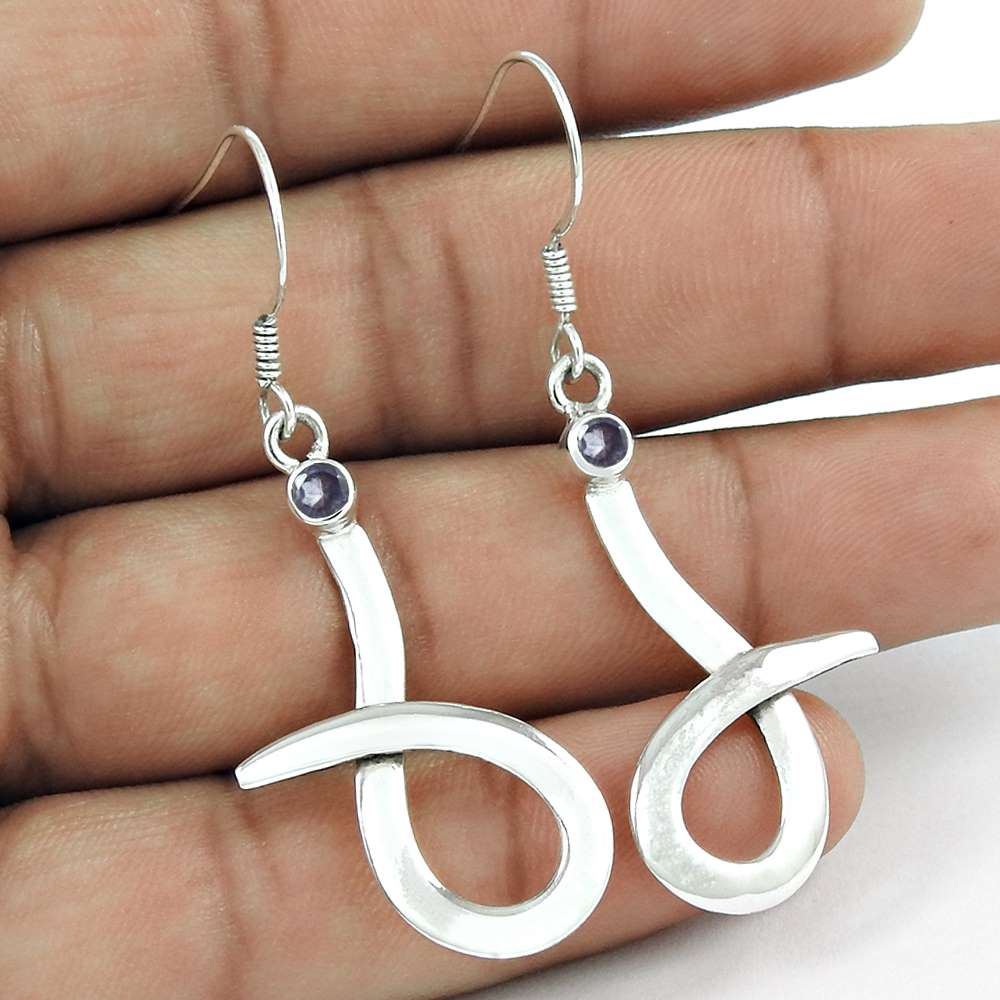 925 Sterling Silver Jewellery Traditional Amethyst Gemstone Fashion Earrings