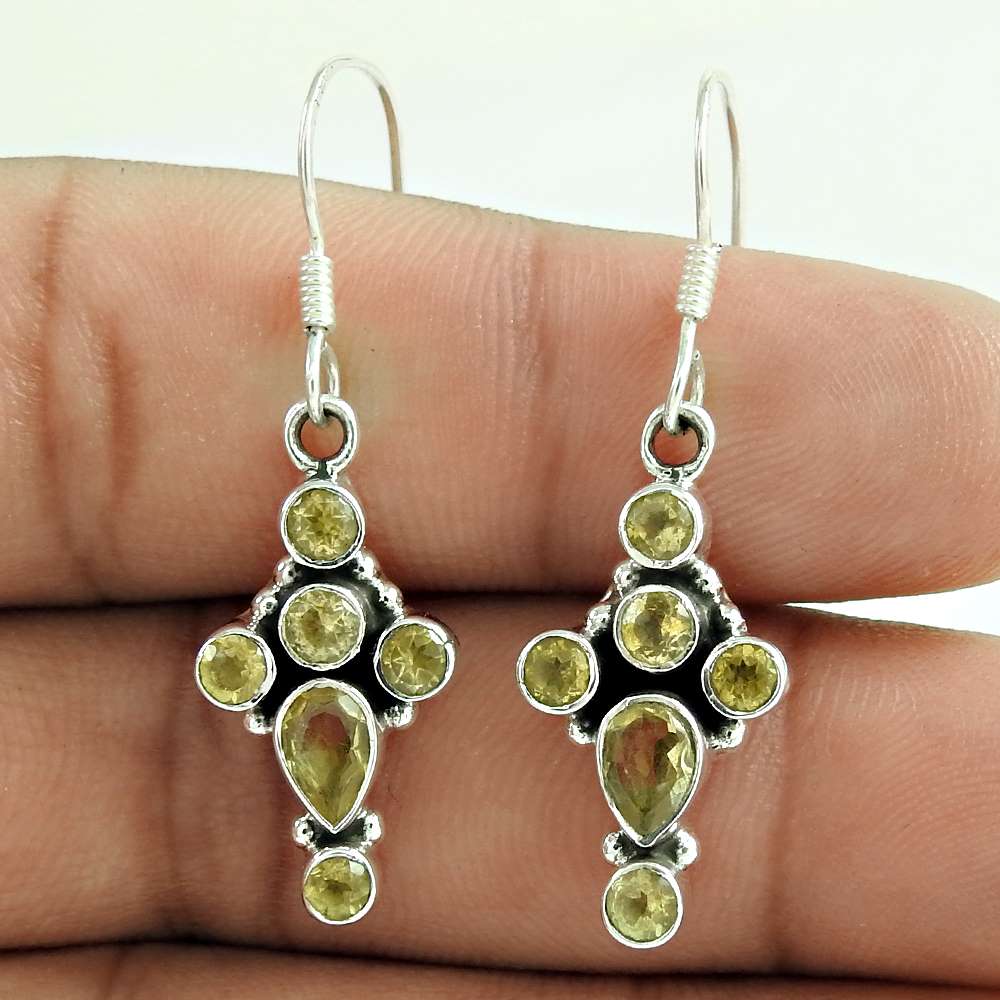 925 Sterling Silver Jewellery Fashion Citrine Gemstone Earrings Exporter