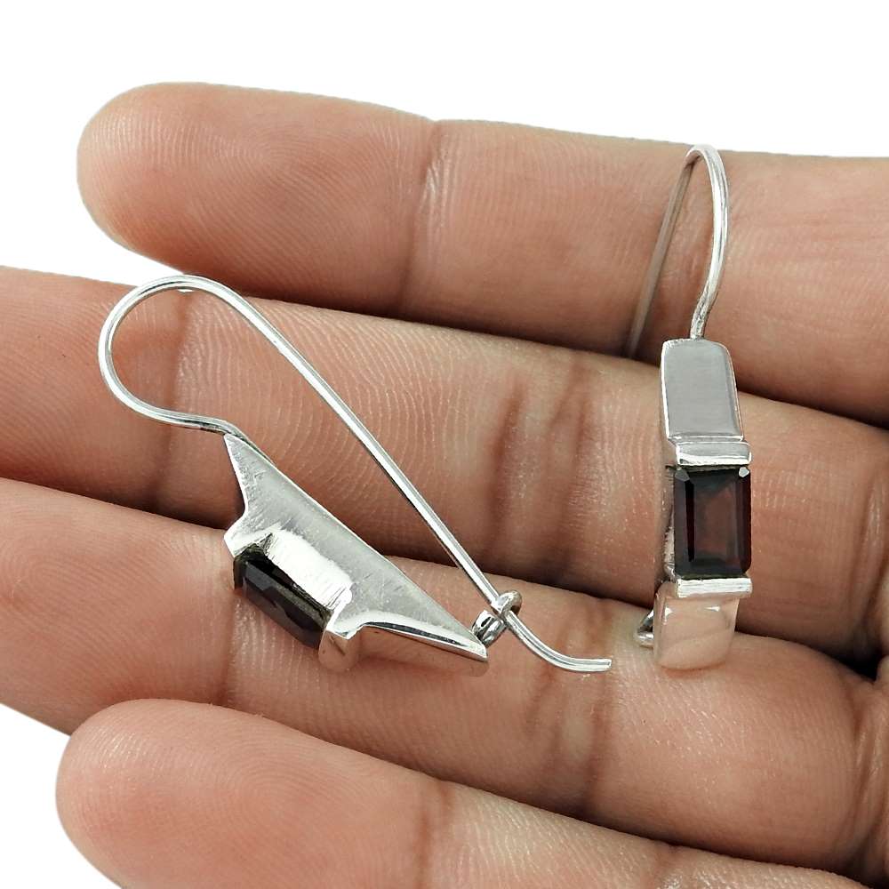 Wedding Gift For Her 925 Silver Natural Garnet Dangle Boho Earrings A48