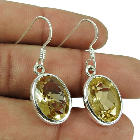 New Style Of 925 Sterling Silver Citrine Earrings Wholesaling