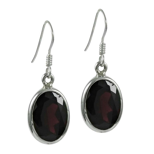 Excellent 925 Sterling Silver Garnet Gemstone Earrings