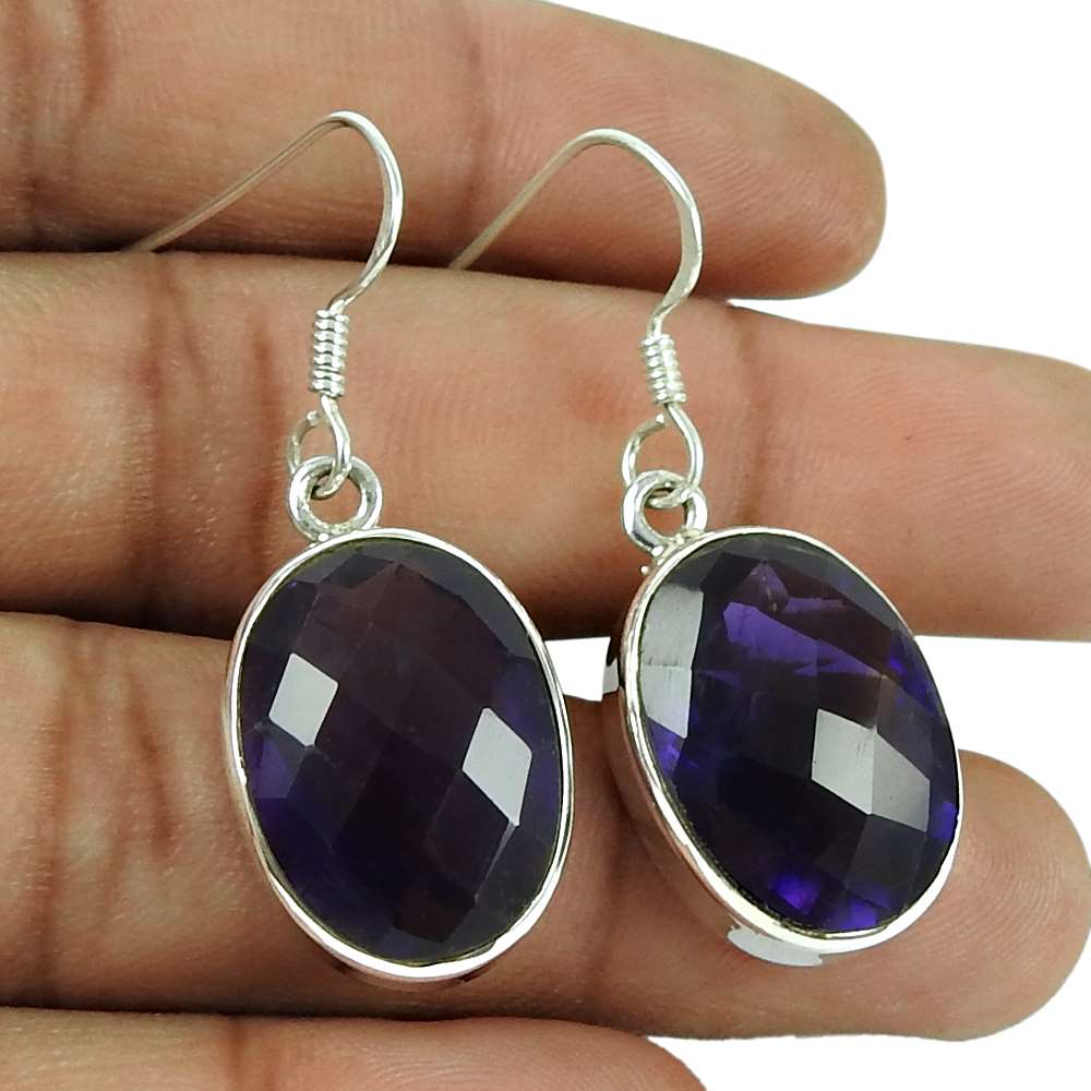 Sightly 925 Sterling Silver Amethyst Gemstone Earrings