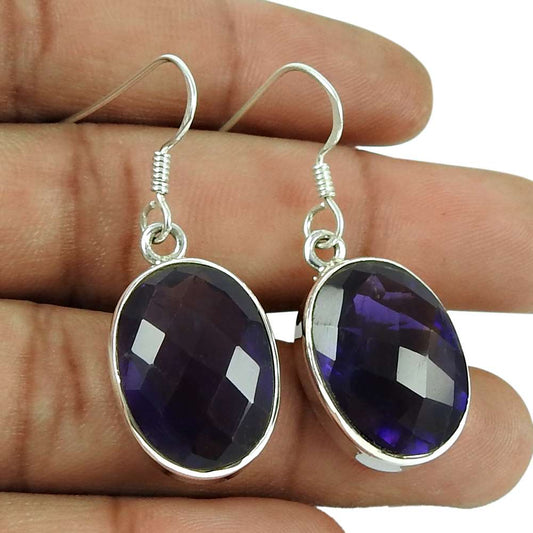 Sightly 925 Sterling Silver Amethyst Gemstone Earrings