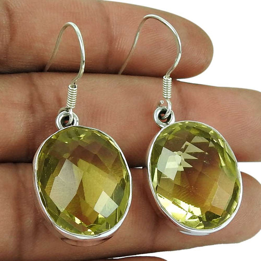 Beautiful 925 Sterling Silver Lemon Topaz Gemstone Earrings