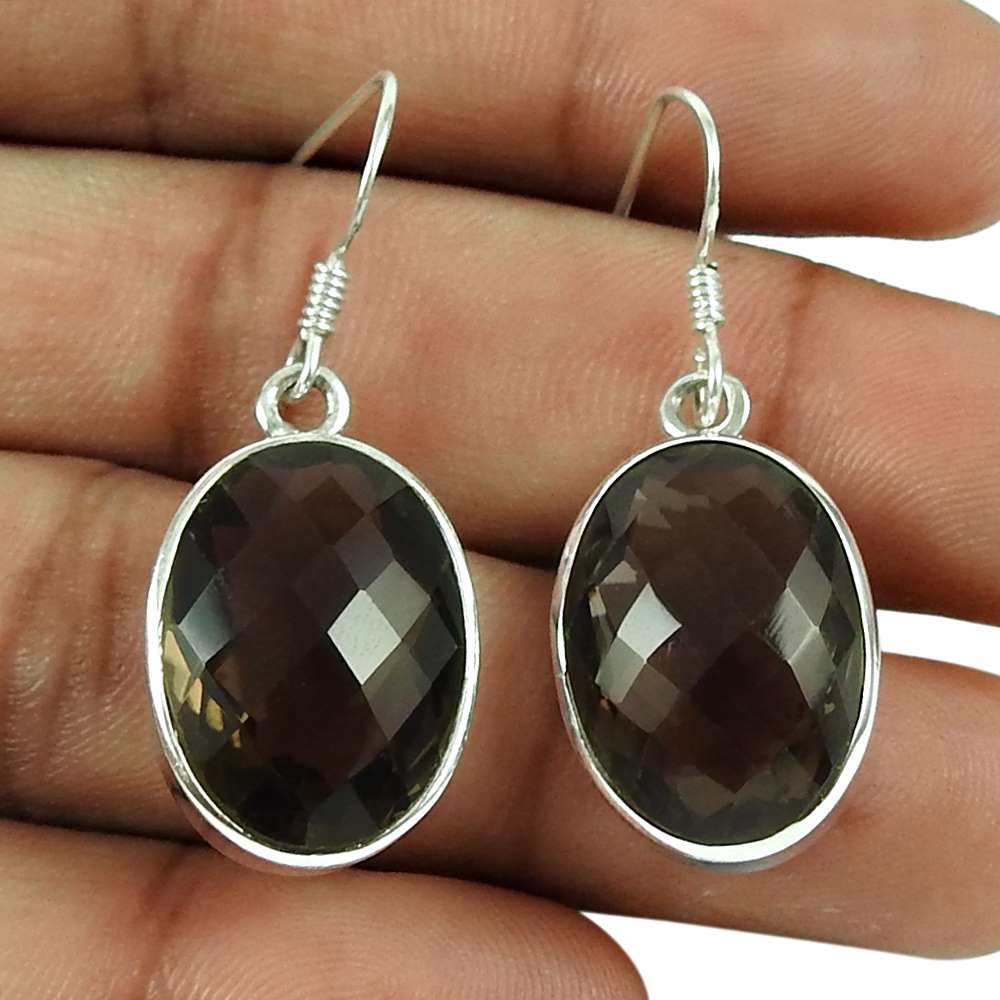 Stunning 925 Sterling Silver Smoky Quartz Gemstone Earrings