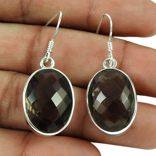 Stunning 925 Sterling Silver Smoky Quartz Gemstone Earrings