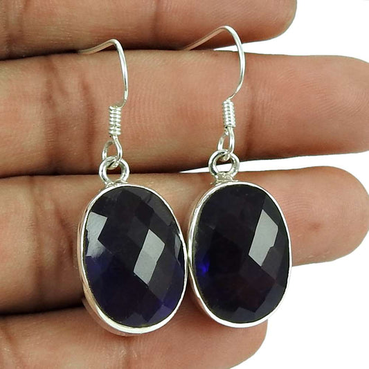 Rare 925 Sterling Silver Amethyst Gemstone Earrings Vintage Jewellery