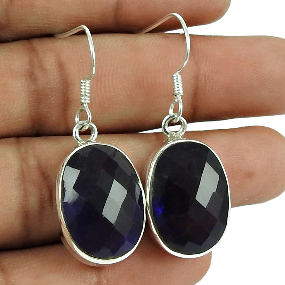 Trendy 925 Sterling Silver Amethyst Gemstone Earrings Traditional Jewellery