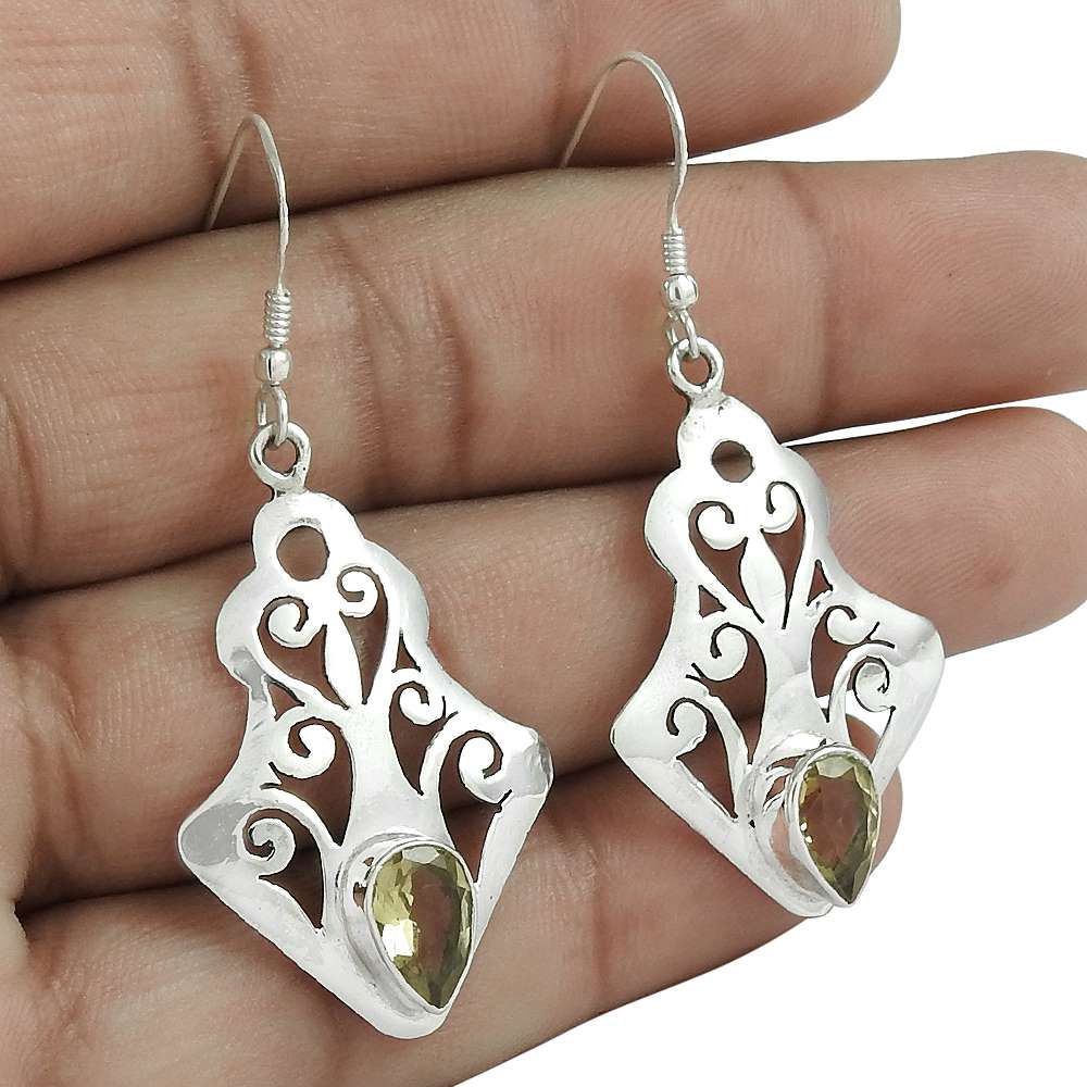 Antique Handmade 925 Sterling Silver Citrine Earrings Großhandel