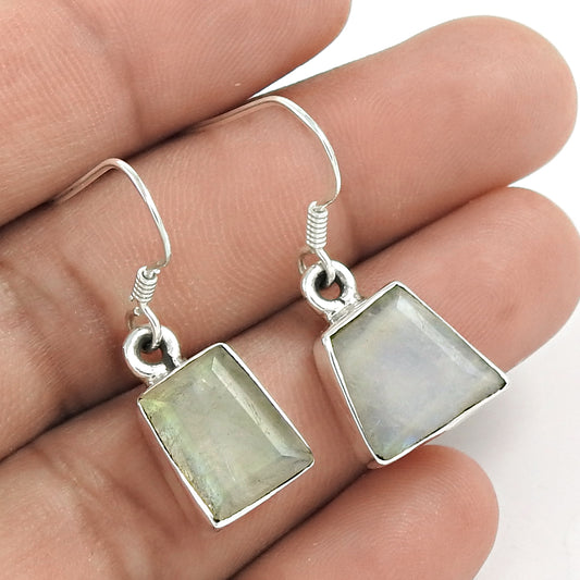 Natural Rainbow Moonstone Mismatch Christmas Gift Earrings 925 Silver S6