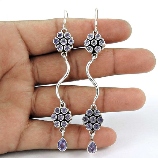 Captivating 925 Sterling Silver Amethyst Earrings Lieferant
