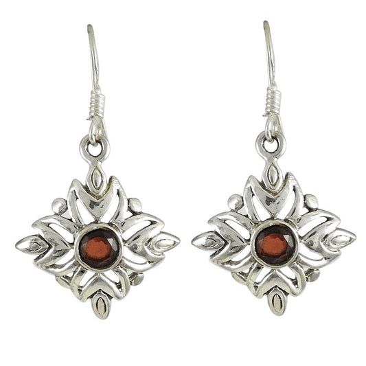 Lady Elegance 925 Sterling Silver Garnet Earrings Manufacturer