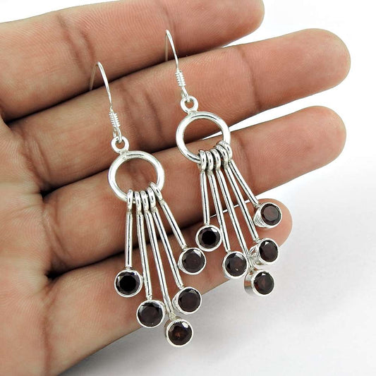 Fantastic Quality Of 925 Sterling Silver Garnet Earrings Wholesale Price