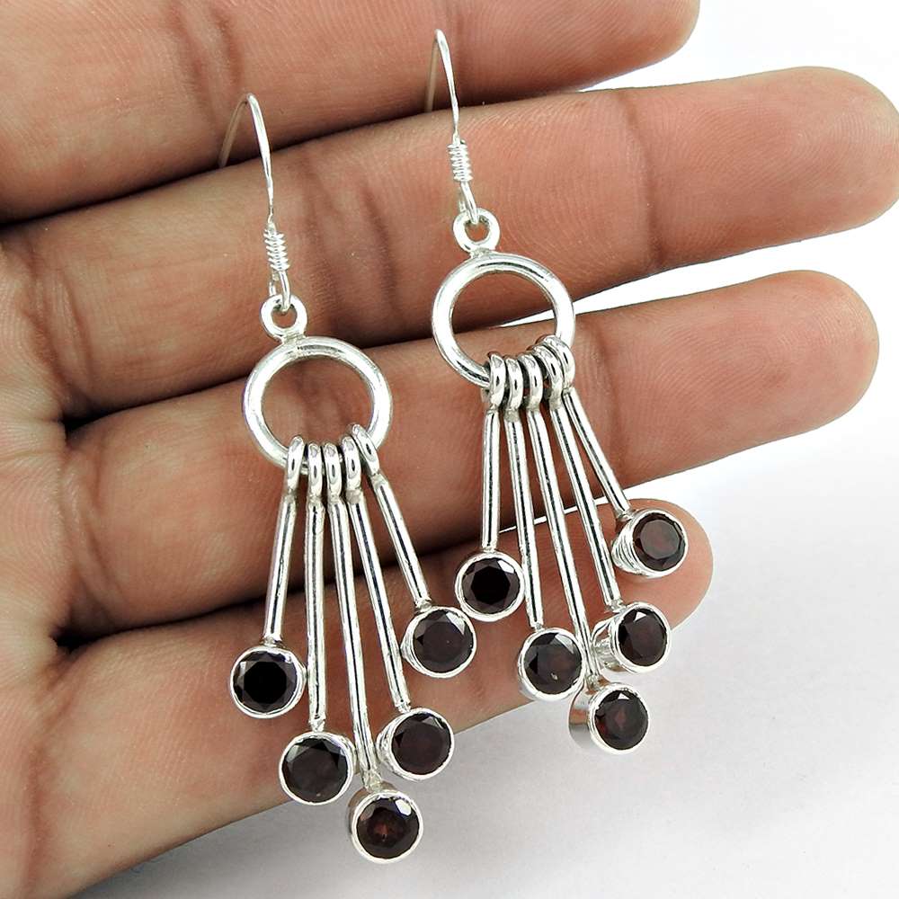Great Creation Sterling Silver Garnet Gemstone Earrings Wholesaling