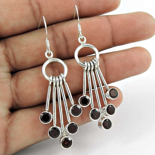 Great Creation Sterling Silver Garnet Gemstone Earrings Wholesaling