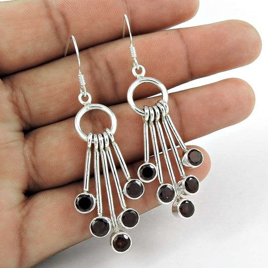 Paradise Lantern Sterling Silver Garnet Gemstone Earrings Wholesaler India