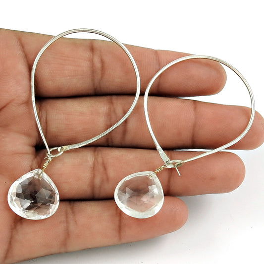 Natural Crystal Gemstone 925 Silver Christmas Gift Earrings For Women Y6