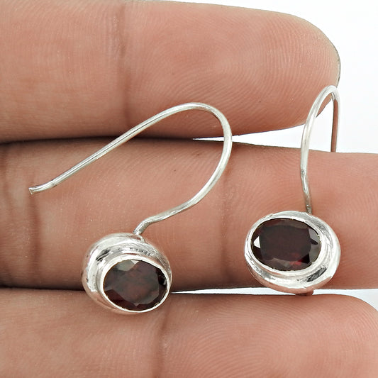 Natural Garnet Gemstone Christmas Gift Earrings 925 Sterling Silver B7