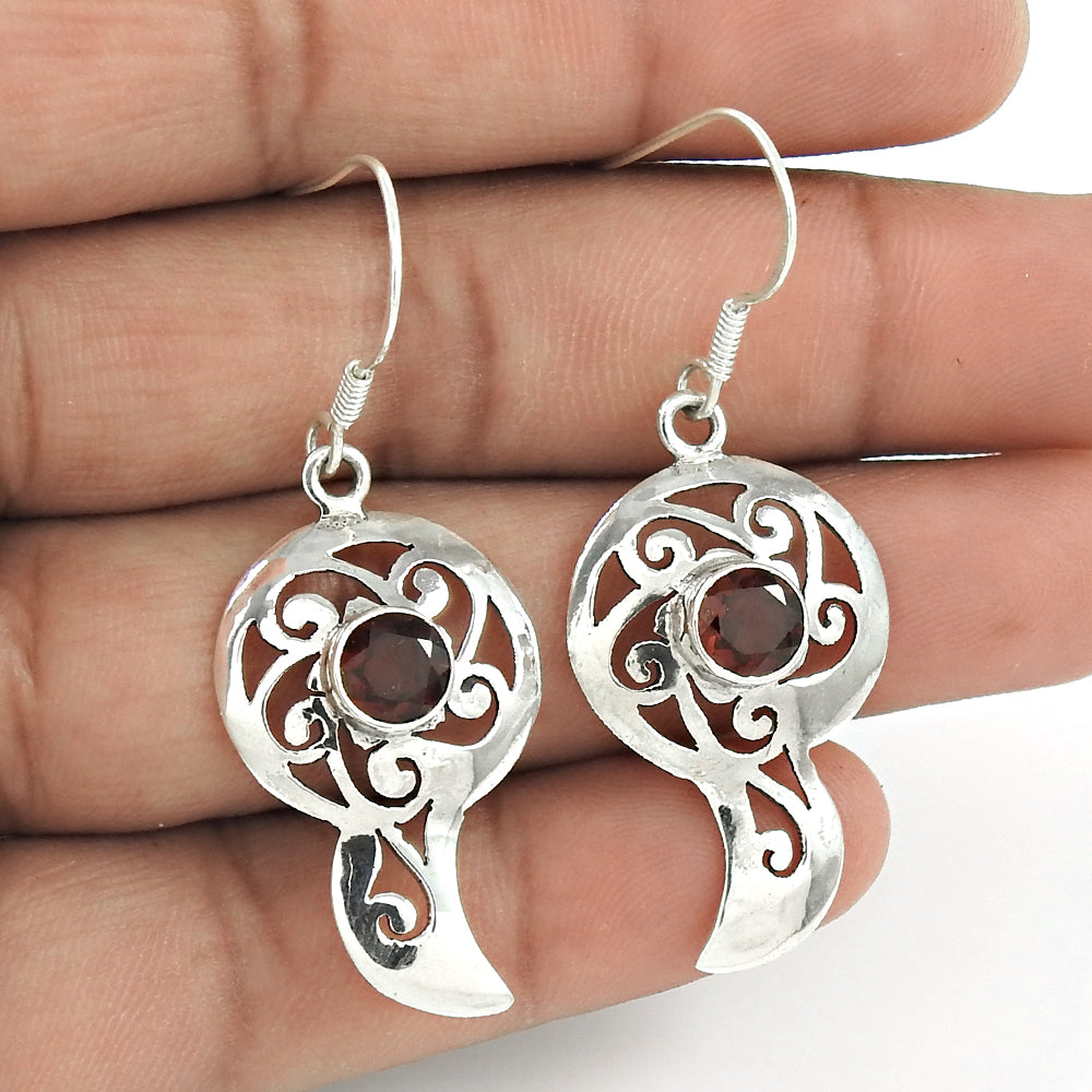 Christmas Gift Garnet Gemstone 925 Sterling Silver Drop/Dangle Earrings H8