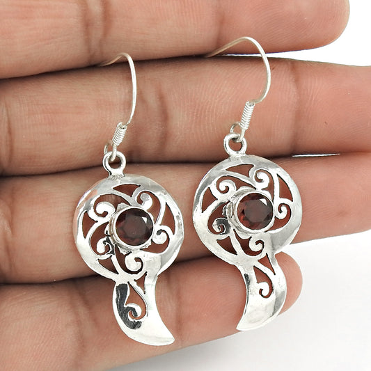 Christmas Gift Garnet Gemstone 925 Sterling Silver Drop/Dangle Earrings H8