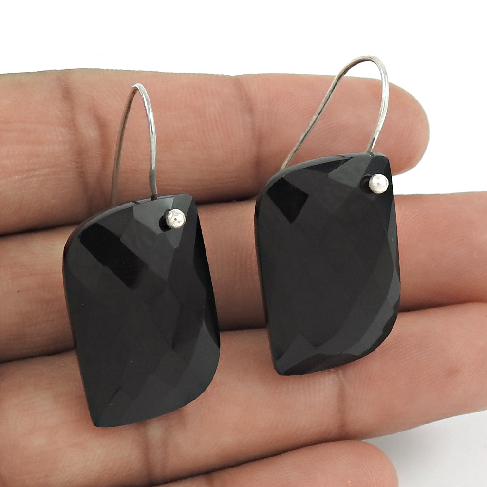 Christmas Gift 925 Silver Natural Onyx Gemstone Drop/Dangle Earrings E5