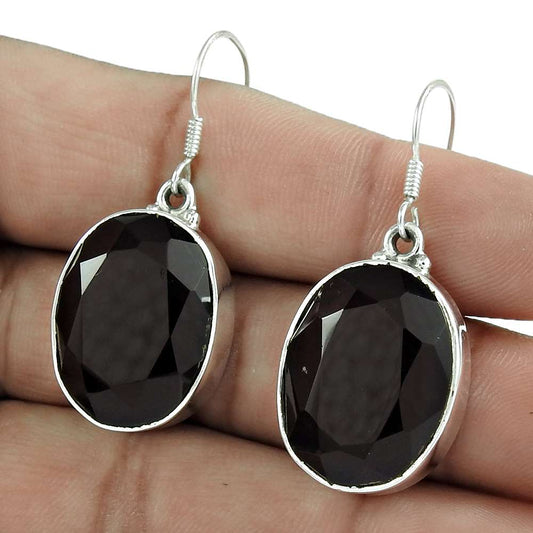 Wedding Gift For Her 925 Silver Natural Garnet Dangle Boho Earrings H57