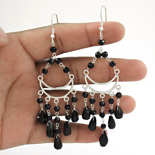 Christmas Gift Natural Onyx Drop/Dangle Earrings 925 Silver G5