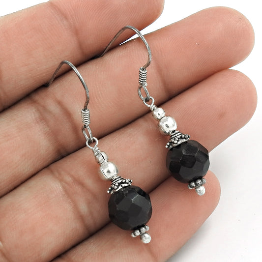 Christmas Gift Natural Onyx Gemstone Dangle Earrings 925 Sterling Silver V3