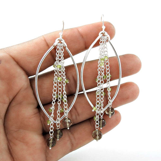 New Faceted Sterling Silver Multi Stone Gemstone Earrings Großhändler