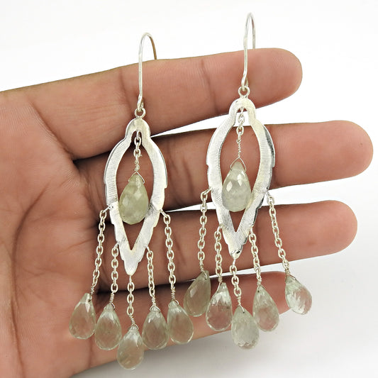 Christmas Gift Boho Earrings 925 Sterling Silver Natural Amethyst H7