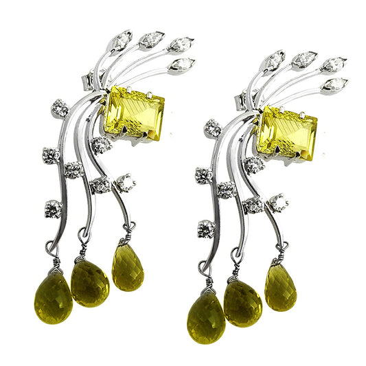 Christmas Gift Natural Lemon Quartz Drop/Dangle Earrings 925 Sterling Silver K9