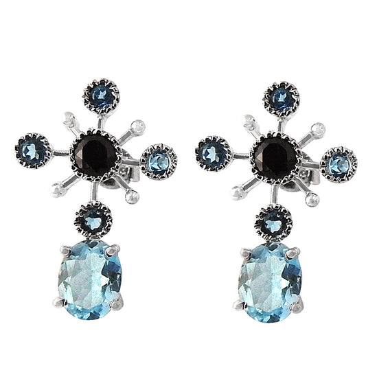 Christmas Gift Natural Garnet Gemstone Stud Boho Earrings 925 Silver K1