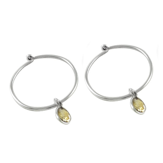 Gift For Her 925 Silver Natural Citrine Gemstone Hoop Ethnic Earrings M5