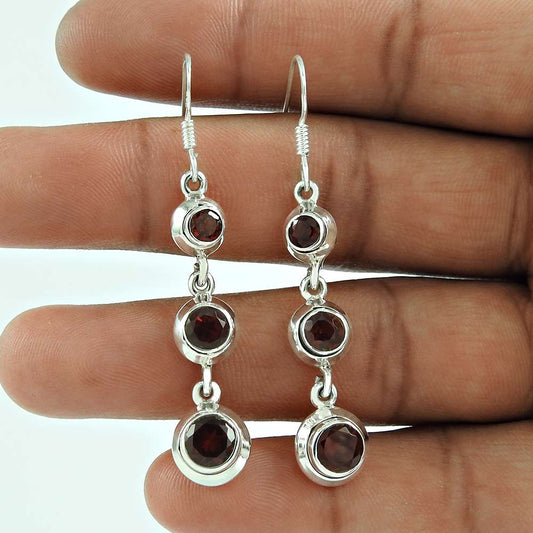 Secret Ocean 925 Sterling Silver Garnet Gemstone Earring Ethnic Jewellery