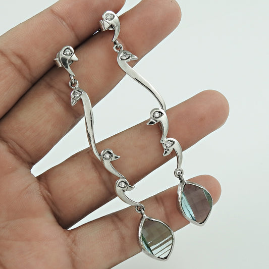 Christmas Gift 925 Sterling Silver Natural Topaz Earrings X7