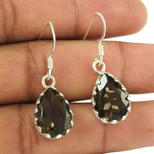 Awesome Style Of 925 Sterling Silver Smoky Quartz Earrings Exporter